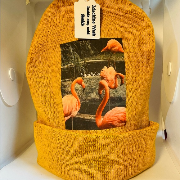 Graphic Designed Beanies (MUSTARD/BROWN) SEE PICTURES - Picture 5 of 7